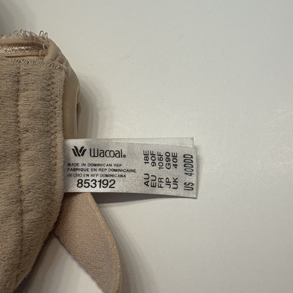 Wacoal 853192 Basic Beauty Spacer Underwire T-Shirt Bra 40DDD Sand Full Coverage - Picture 7 of 7